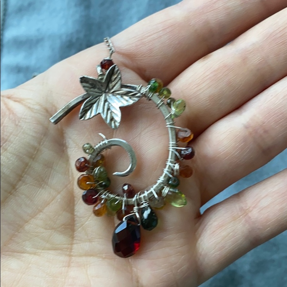 Garnet, citrine, tourmaline sterling necklace
